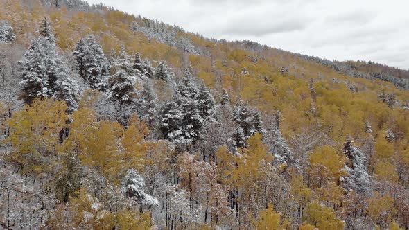 Aerial  View of Mountains Capped By First Snow