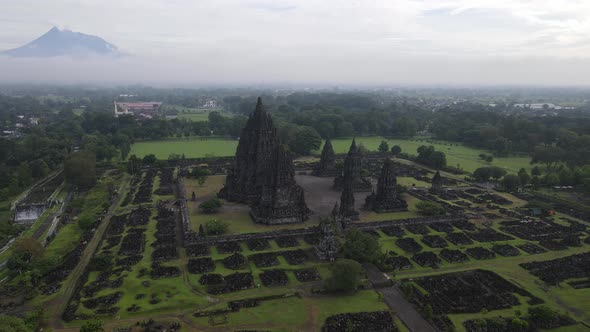 Aerial view of Prambanan Temple in Yogykarta, Indonesia.