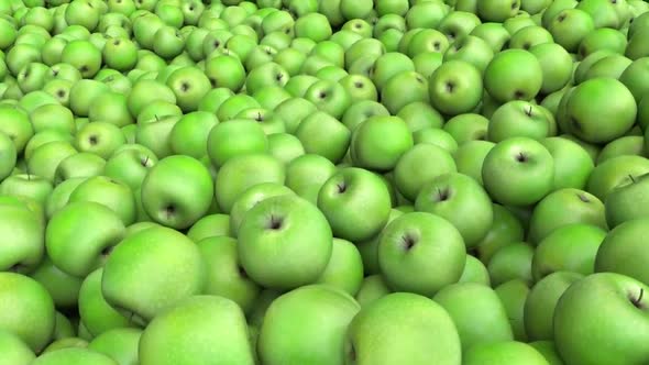 Flying Over The Green Apples Pile Loop