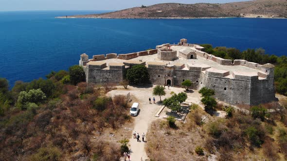 Aerial View of Porto Palermo Castle in the Albanian Riviera