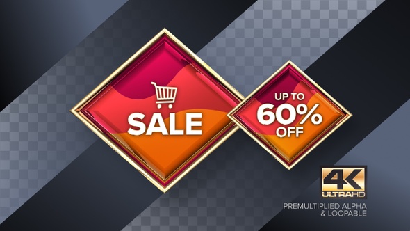 Sale 60% Gold Rotating Badge 4K Looping Design Element