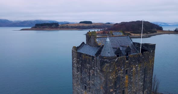 View Of Castle Stalker In Scotland