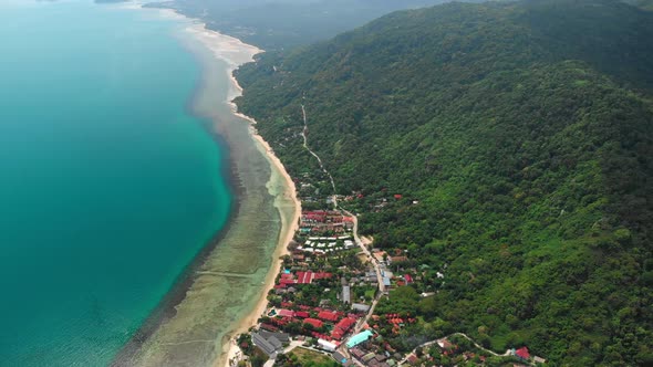 Aerial View of Coastline of Koh Phangan Island in Thailand