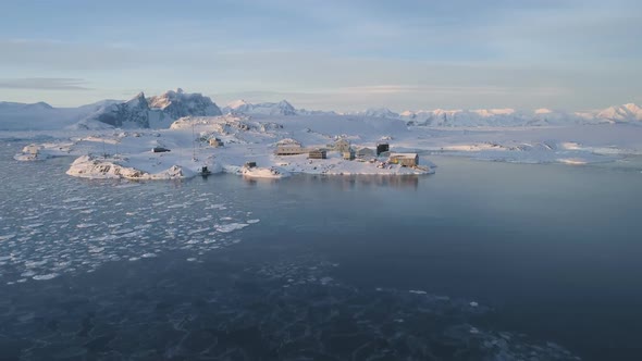 Antarctica Coast Vernadsky Station Aerial View