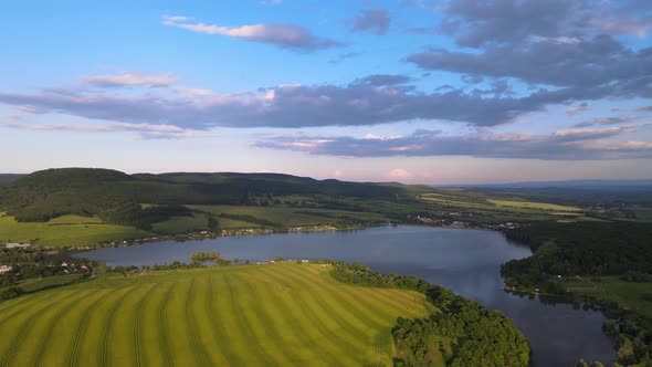 Aerial view of Teply vrch reservoir in Slovakia