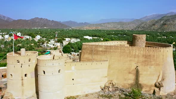 Aerial view of Al Rustaq Castle, Oman