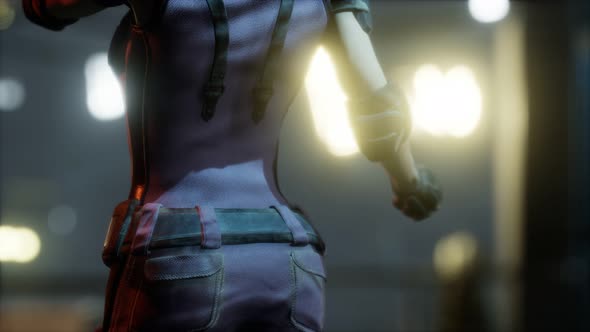 Future Woman Cyberpank Concept with Neon City Lights alt