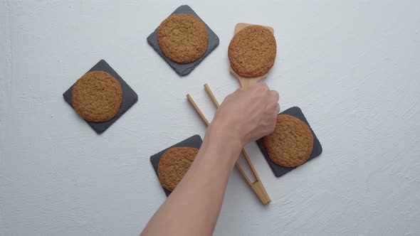 Oatmeal Cookies From a Plate