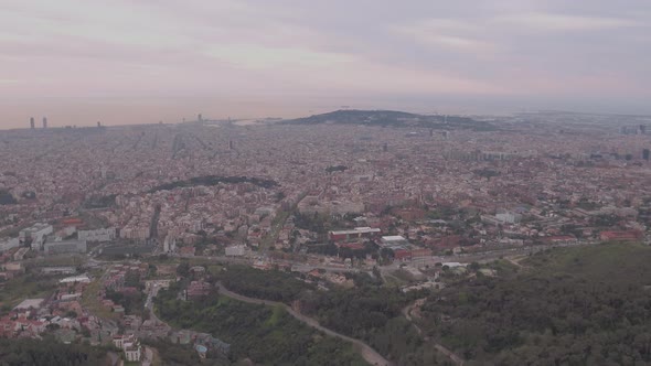 Aerial view of Barcelona in the morning