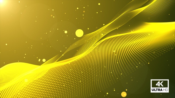 Abstract Yellow Digital Particle Lines Wave Animation Background Seamless Loop V5