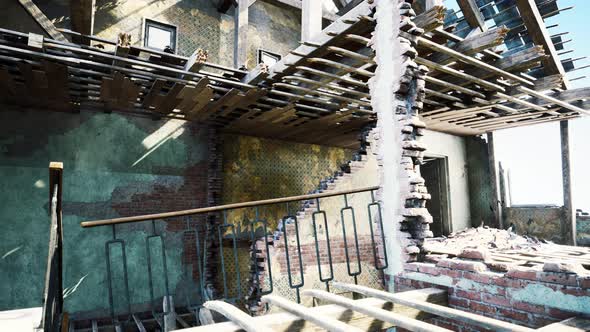 Abandoned Ruined Building After War alt