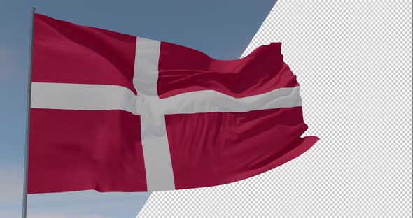 flag Denmark patriotism national freedom, seamless loop, alpha channel