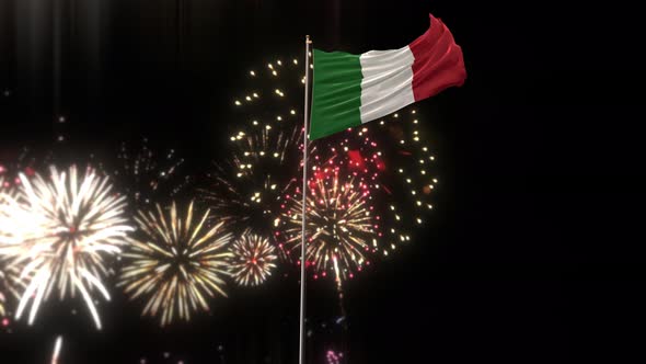 Italy Flag With Fireworks 
