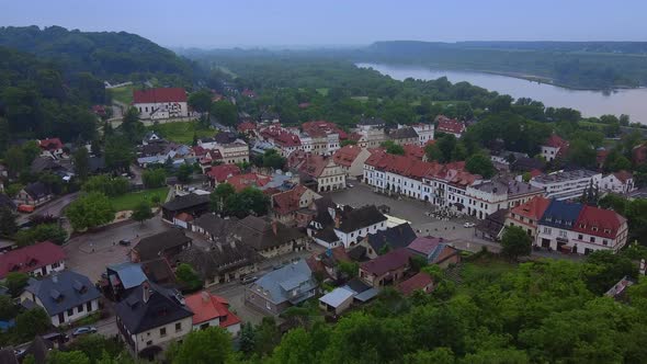 Aerial Panorama of Kazimierz Dolny City Center in Poland