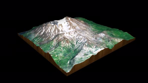 Great Sitkin Volcano terrain map 3D render 360 degrees loop animation