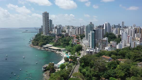 Cityscape of Salvador state of Bahia Brazil. Tropical scene tourism city.