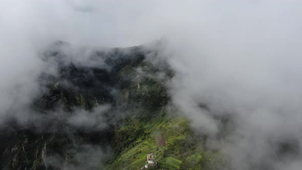 Flying over Anaga mountains in the clouds, Tenerife, Canary Islands, Spain