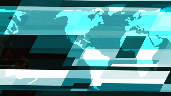 Technology Cyan Color Earth Map Background Animation