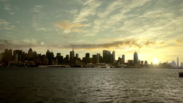 Skyscrapers at Sunset, Manhattan, New York, USA.