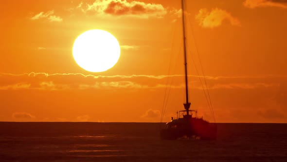 Sunset Time-Lapse Ocean Sailboat