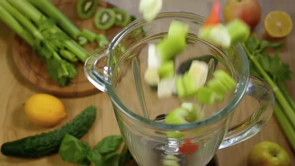 Vegetables Fall in Blender