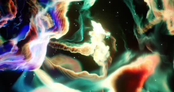 Loopable Animation Space Travel Throug Colorful Nebula Clouds