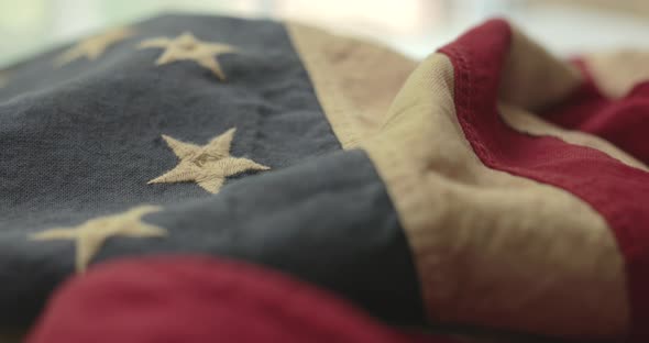 Detail of American flag with 13 stars of the revolution