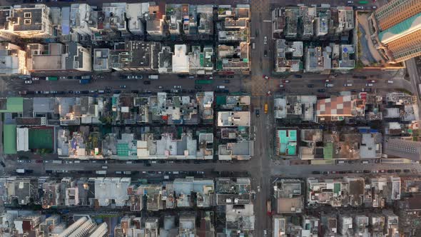  top view fly over Hong Kong city