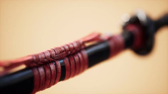 Asian Katana with Ornament Sward on Bright Background