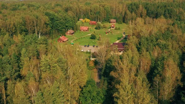 Bird'seye View Of Nivki Tourist Complex In Autumn Sunny Day