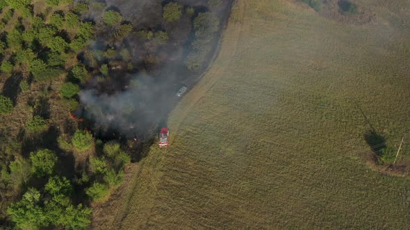 Aerial View Of Fire In Nature