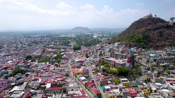 The city of Atlixco seen from a drone