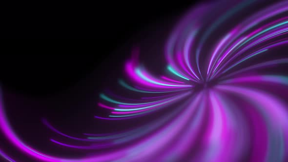 Abstract Animation of Neon Lines Twisted Into Spiral.  60 Fps Footage