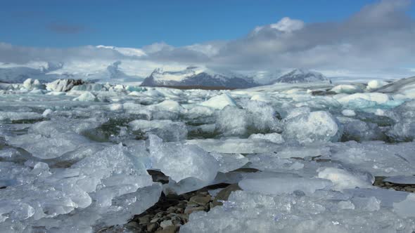 Low angle slide from the Jökulsárlón Glacier lagoon 