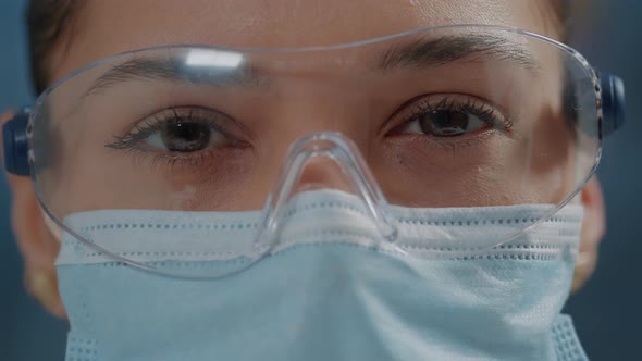 Laboratory Worker Having Goggles and Face Mask