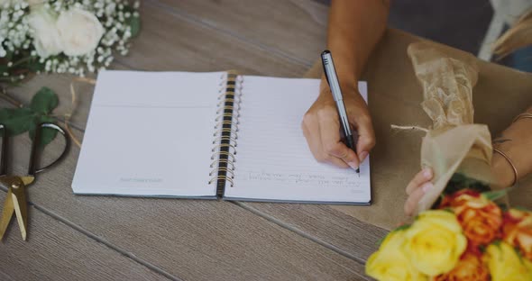Professional florist planning her day