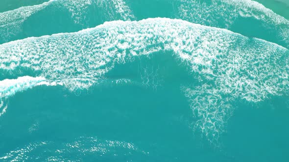 4K, Sea waves on the beautiful aerial view drone. Flight over sea.