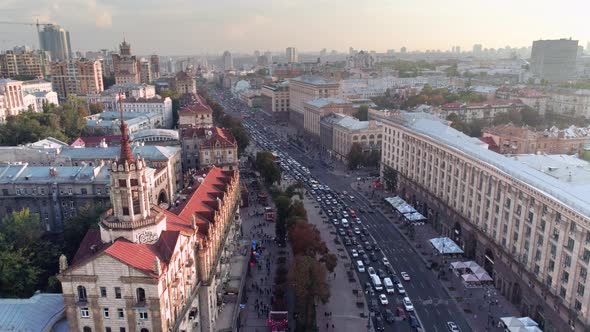 Fly Over Khreshchatyk the Capital of Ukraine