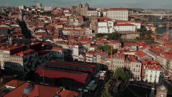 Aerial View of Porto Old City Portugal at Sunset