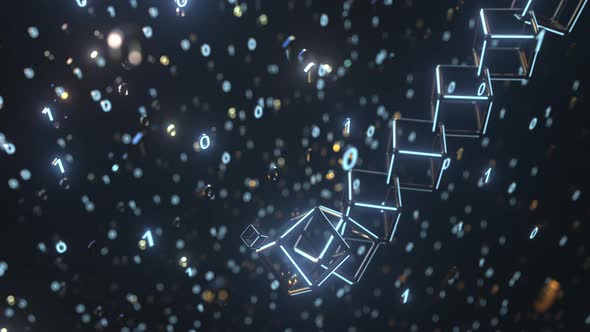 ETHEREUM Text and Cubic Chain and Binary Numbers alt