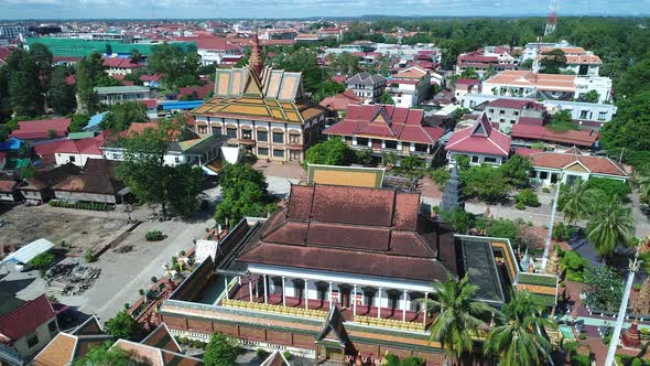 Siem Reap city in Cambodia seen from the sky