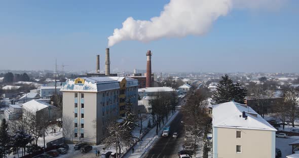 Smoke Clouds From Industrial Pipes. Atmospheric Pollution