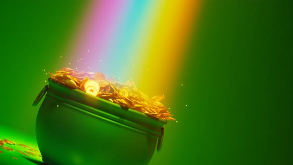 The magical rainbow that leads to the pot of gold.  A cauldron is full of coins.
