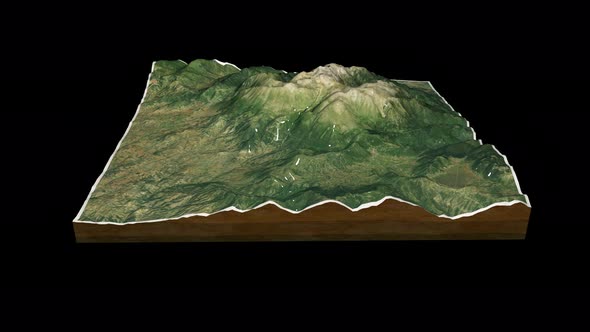 Mount Olympus terrain map 3D render 360 degrees loop animation