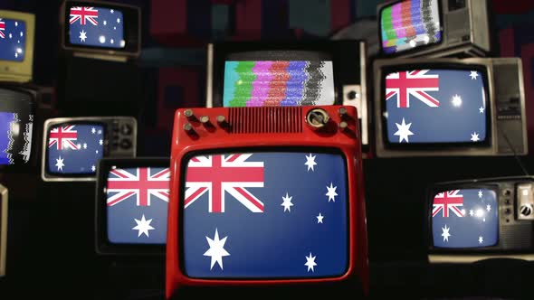 Flags of Australia and Vintage Televisions.