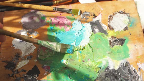 Artist Diluting Paint Close Up Cropped Video