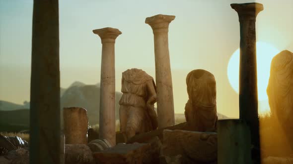 Old Roman Temple Ruins at Sunset alt