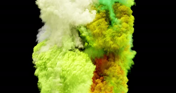 Colorful smoke effect flowing with turbulences and speed. alt