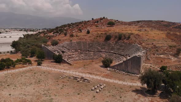 the Ancient City of Letoon with an Amphitheater and a Ruined Temple of the Goddess Leto