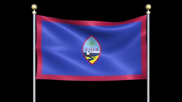 Flag Of Guam Waving In Double Pole Looped